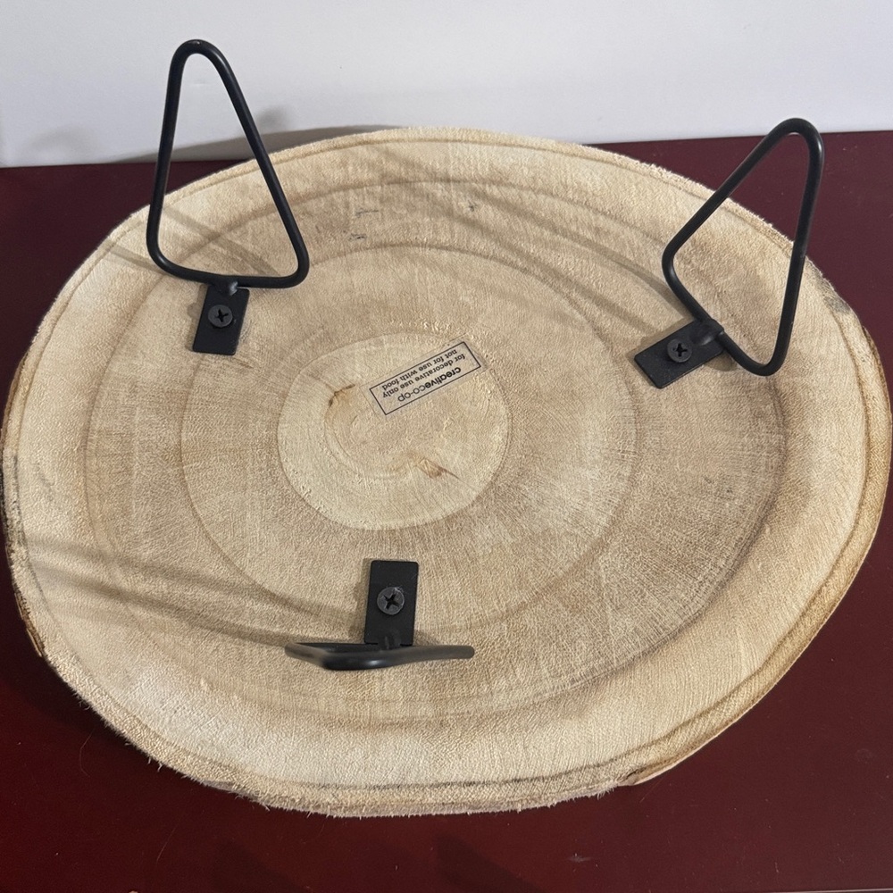 Creative Co-Op Natural Wood Slice Stand with Black Metal Legs - Picture 3 of 5
